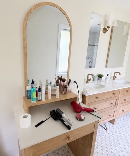 Custom makeup vanity with mirror