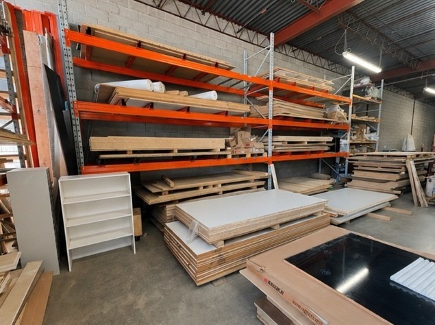 Sheet material storage racks in TP Wood workshop
